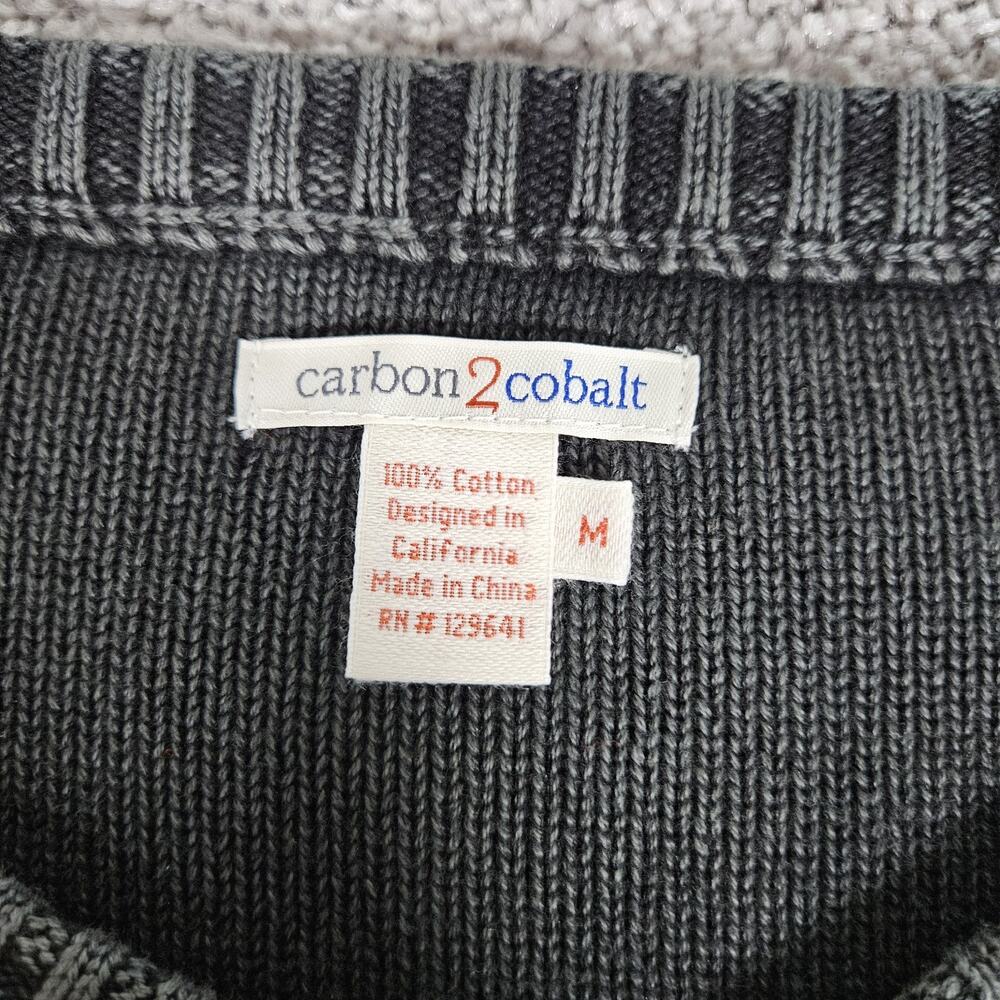 Carbon 2 Cobalt Sweater Men's Medium Charcoal V-Neck Rib Knit Cabincore Grunge - Picture 3 of 8